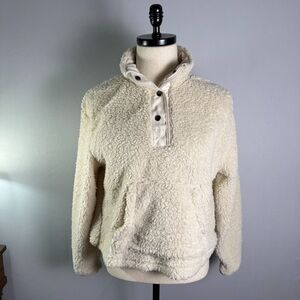 Wallflower Women's Fleece Pullover, Cream/Ivory Sz L Kangaroo Pocket, NWT 2/$25